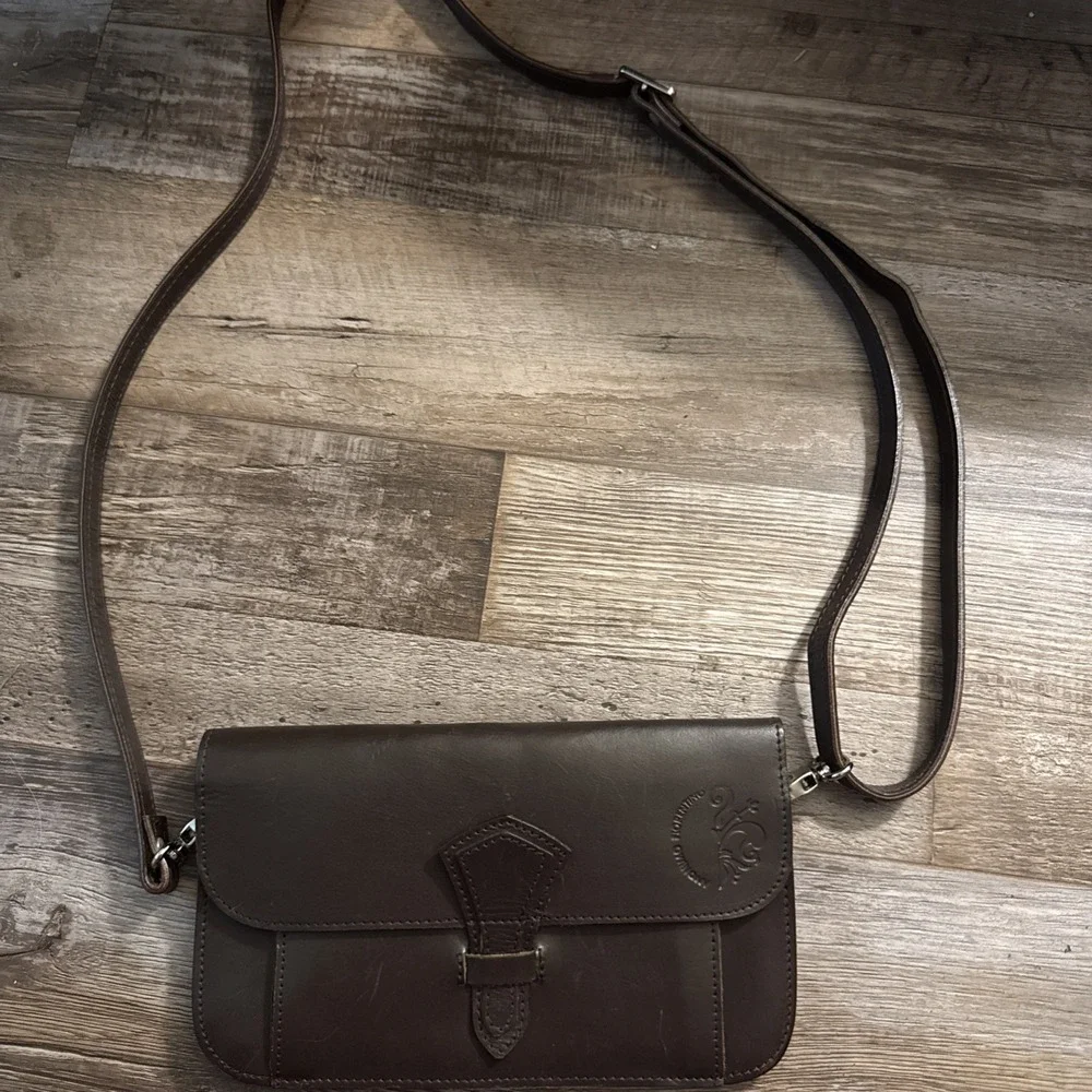 Anonimo Fiorentino Leather Crossbody Bag Brown Tongue And Slot Closure VTG SMALL
